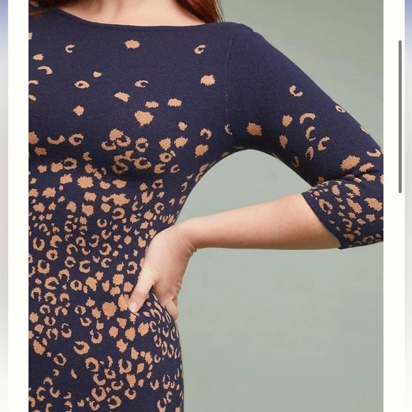 Anthropologie Dress Womens XS Maeve Sweater Animal Print Warm Scoop Back Y2K - Picture 3 of 15